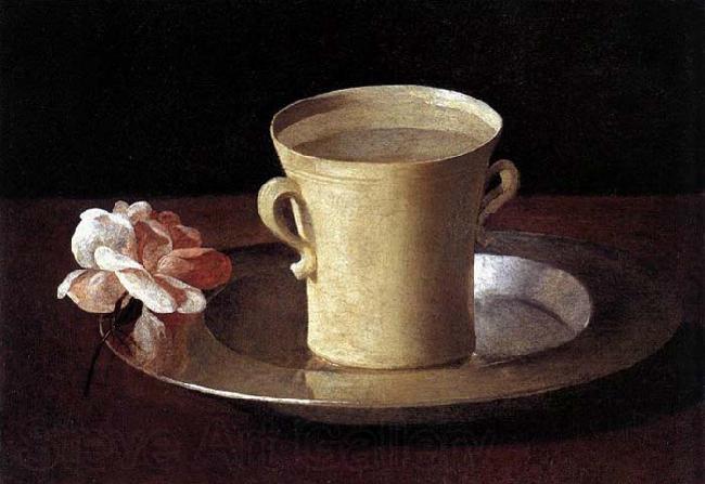 Francisco de Zurbaran Cup of Water and a Rose on a Silver Plate